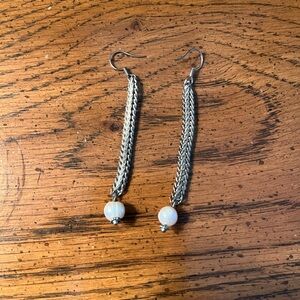 Silver and Pearl Dangle Earrings